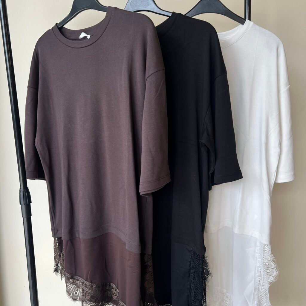 T SHIRT LONG WITH SATIN