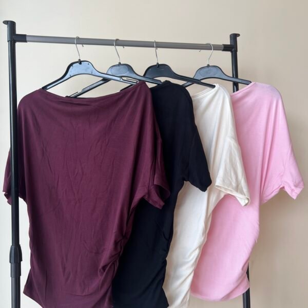 ASYMMETRICAL GATHERED T SHIRT