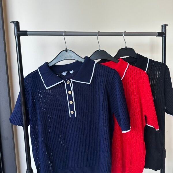 POLO TOP WITH GOLD BUTTONS