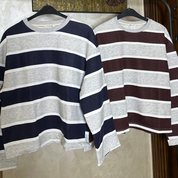 STRIPED FLEECED SWEATER