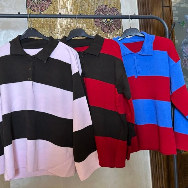 STRIPED POLO BUTTONS TOP